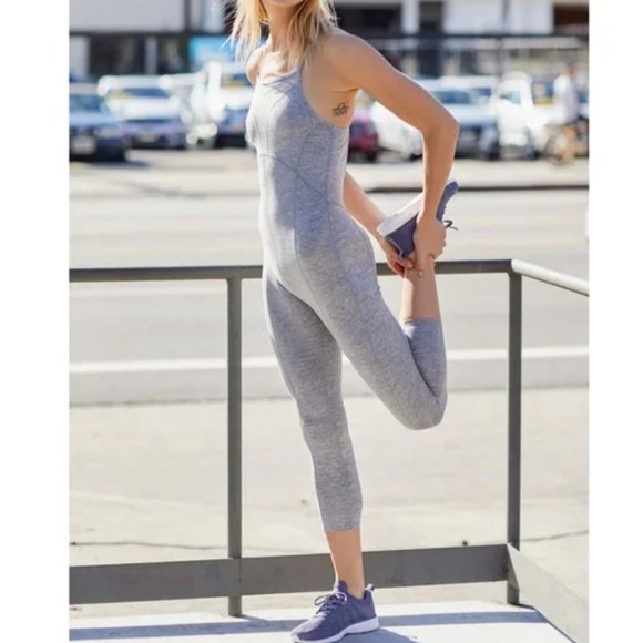 NWT Free People - Side to Side Performance Onesie, Color: Heather Grey, Size: S - Picture 5 of 7